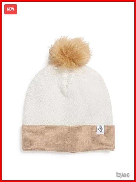Women\'s Beanie Faux Fur Pom Pom One Size Soft Knit Hat